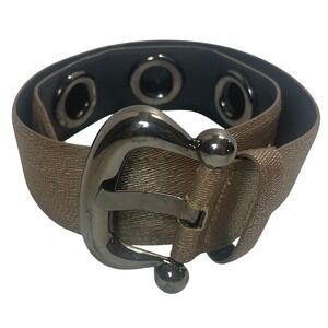 VTG Carlisle Tan Leather Belt Large Silver‎ Buckle & Large Holes Small